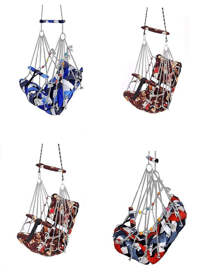 Plenteous أرجوحة قطنية وفيرة للأطفال، قابلة للغسل، مناسبة للأطفال من عمر سنة إلى سنتين، مزودة بحزام أمان، أرجوحة منزلية للحديقة للأطفال، للاستخدام الداخلي والخارجي (متعددة الألوان). - Image 1